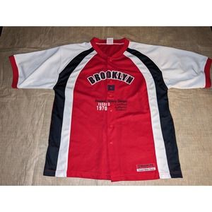 Brooklyn Express men's red and white short sleeve jersey size XL embroidered